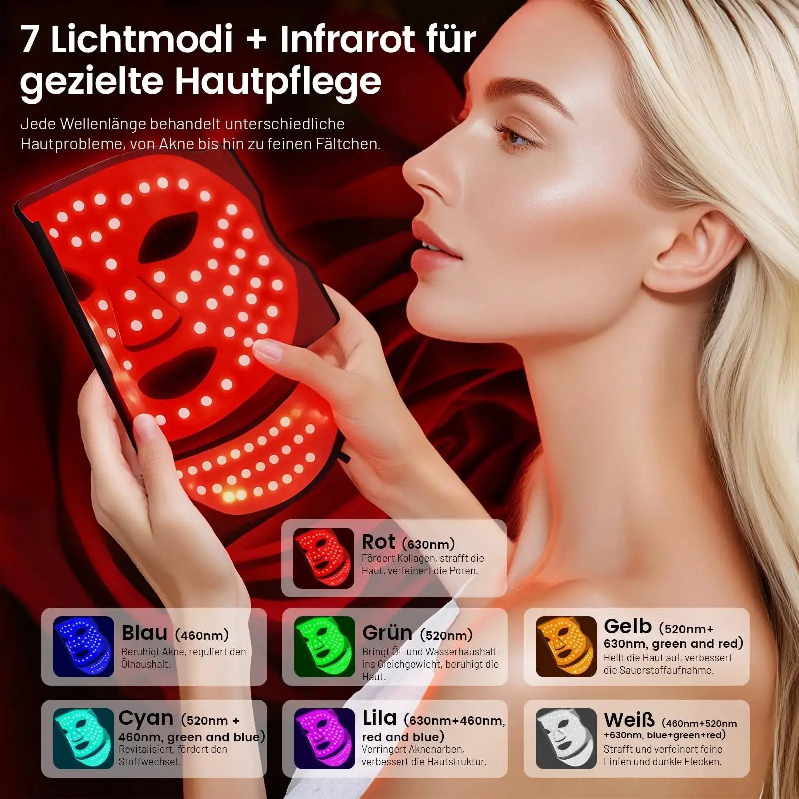 Red Light Therapy 7 Colors Silicone Facial LED Mask for Skin Rejuvenation Anti Acne Wrinkle Removal Beauty Mask Skin Brightenin from PriceLows™