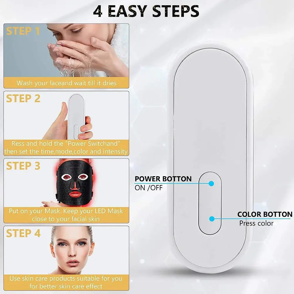 7Colors LED Face Mask with 110pcs Lamp Beads Photon Red Light Therapy Repair Skin Beauty Wireless Flexible Facial Masks from PriceLows™