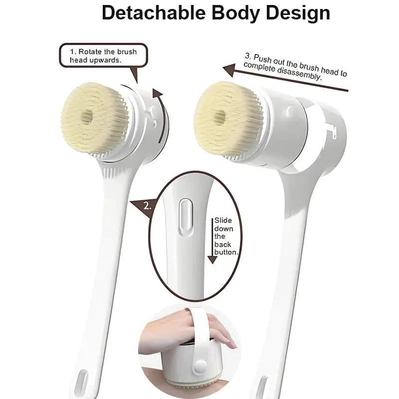Electric Shower Brush | 5-Head Spin Brush | Rechargeable Waterproof | 3 Gear