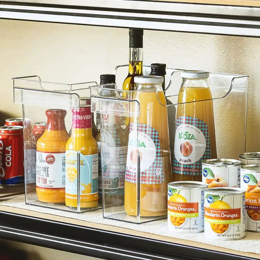 Roll Out Bottle Organization Bins 2 Sizes Pantry Under Sink Organizer with Wheels amp Handles Clear Plastic Organizing Container from PriceLows™