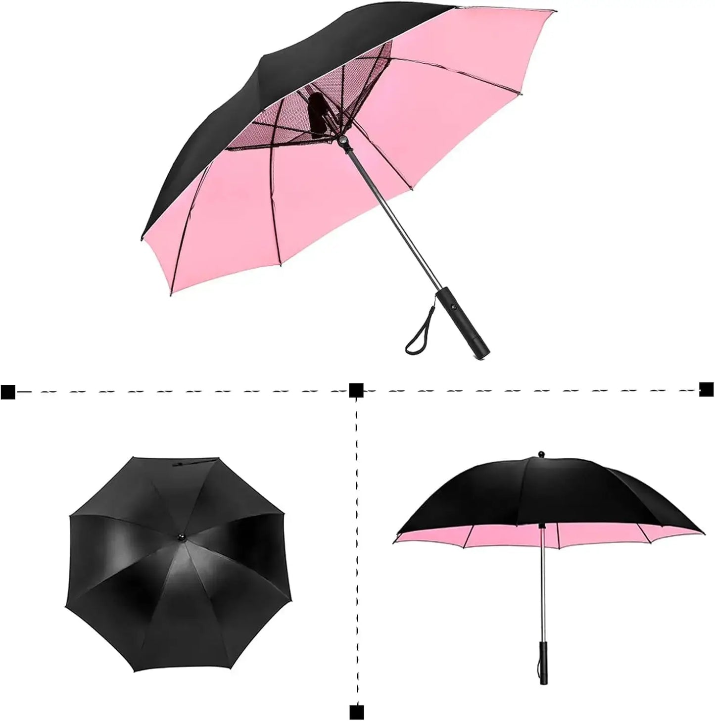Cooling Sun Umbrella | USB Rechargeable | Built In Fan | Large