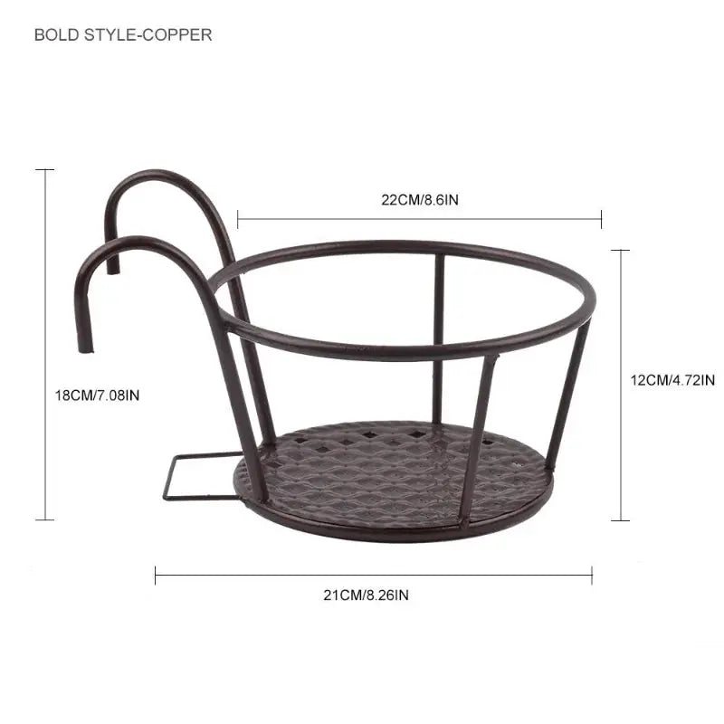 1PC Iron Art Hanging Baskets Flower Pot Balcony Hanging Plant Round Racks Railing Fence Outdoor Window Bonsai Stand Decoration from PriceLows™