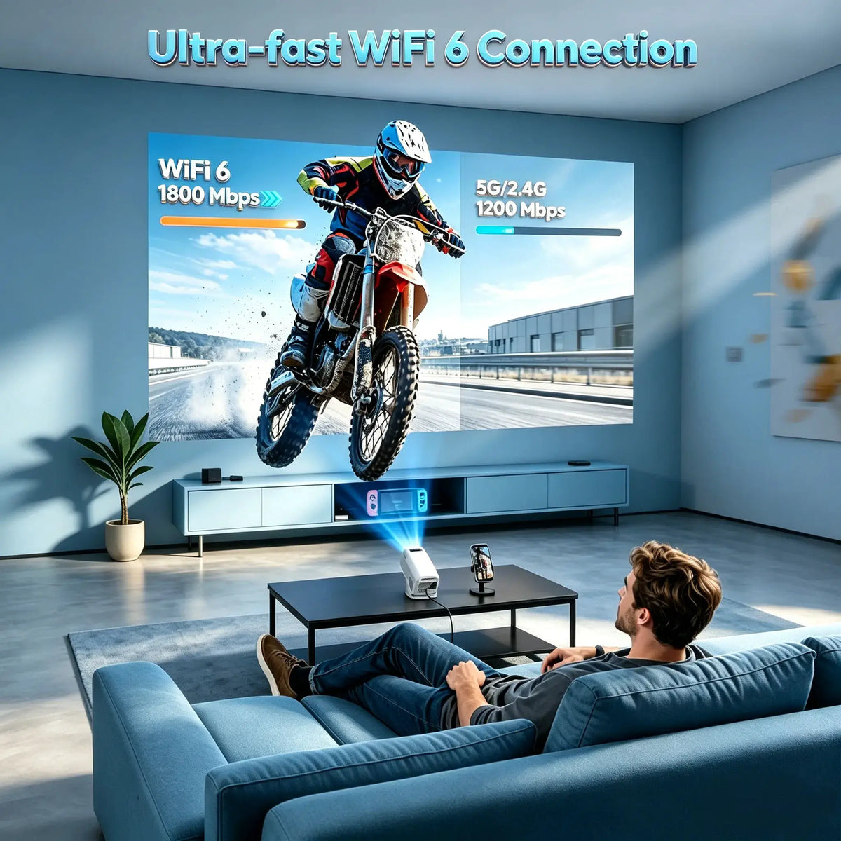 Portable Projector | Native 720P | 300 ANSI Lumens | Android 11