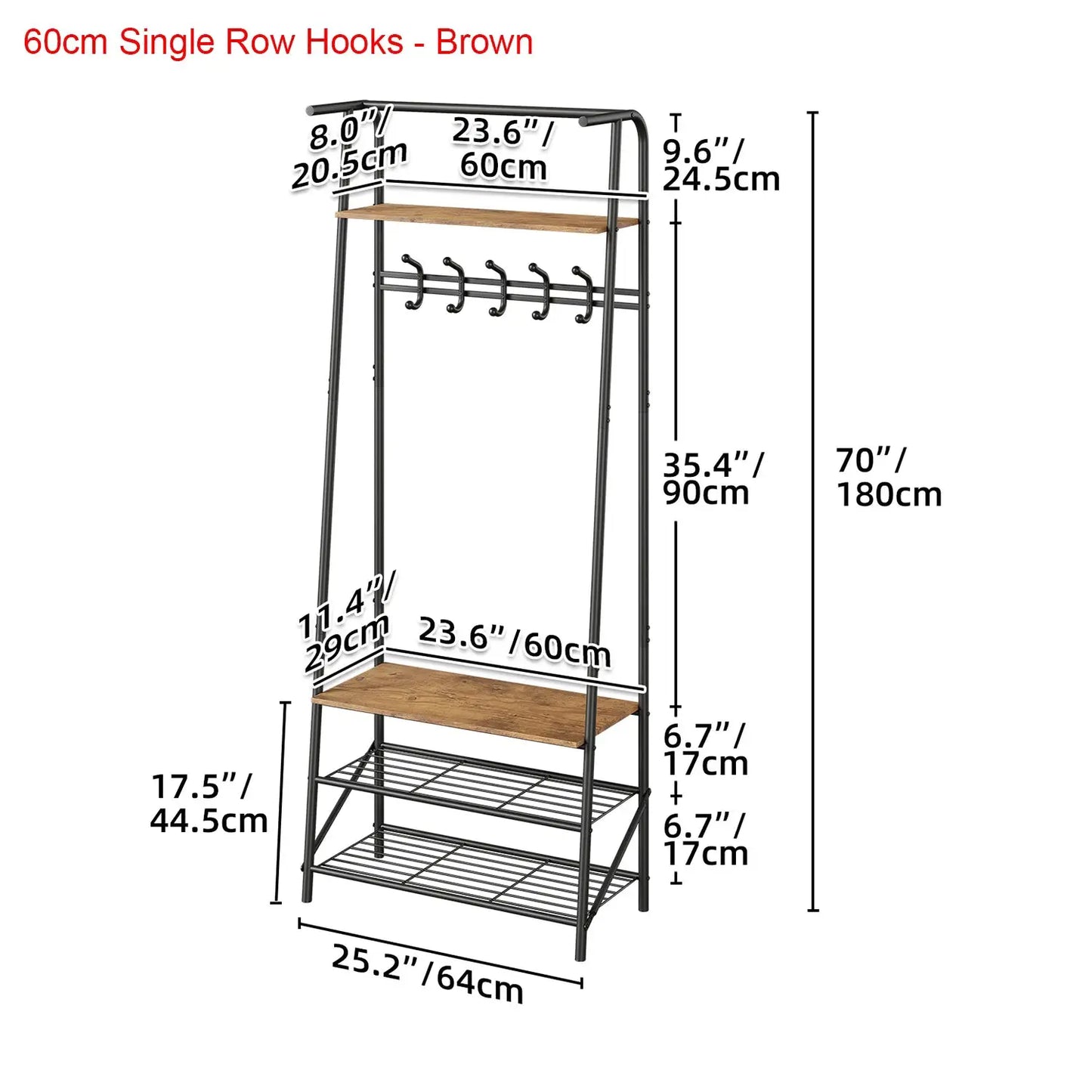 Coat Rack Shoe Bench, 4-in-1 Hall Trees Entryway Bench with Coat Rack and Shoe Rack, Steel Frame Storage Shelf and Hanging Bar from PriceLows™