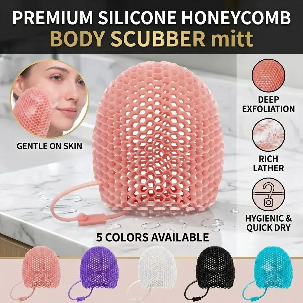 Silicone Bath Glove | Exfoliating Honeycomb Texture | Deep Cleansing Shower Mitt