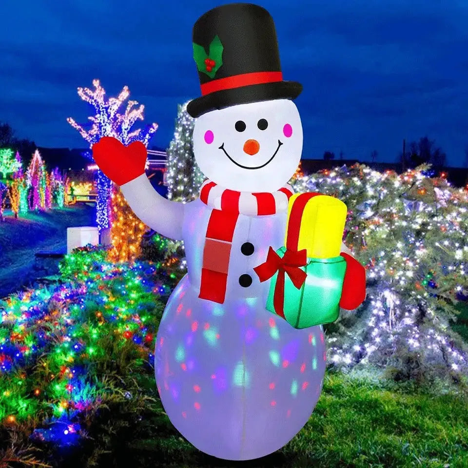 Snowman Inflatables | 5 Ft Tall | Rotating LED Lights | Red Gloves