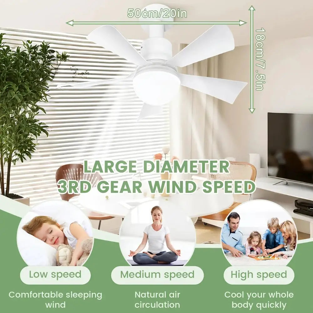Ceiling Fan Light | Remote Control | E27 Socket | Bulbs Included