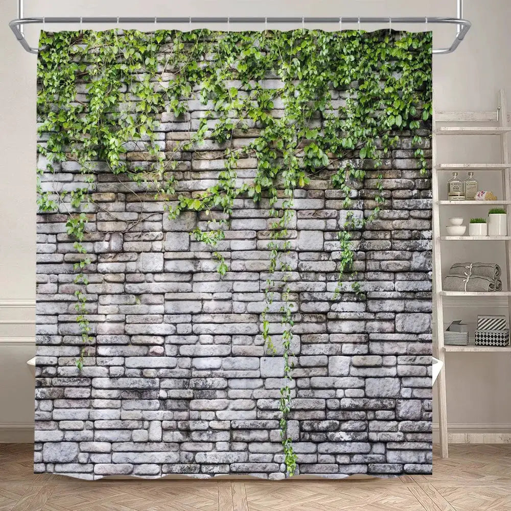 Green Leaves Shower Curtains Tropical Leaf Garden Vine Plant Wall Hanging Fabric Home Bathroom Decor Bath Curtain Set with Hooks from PriceLows™
