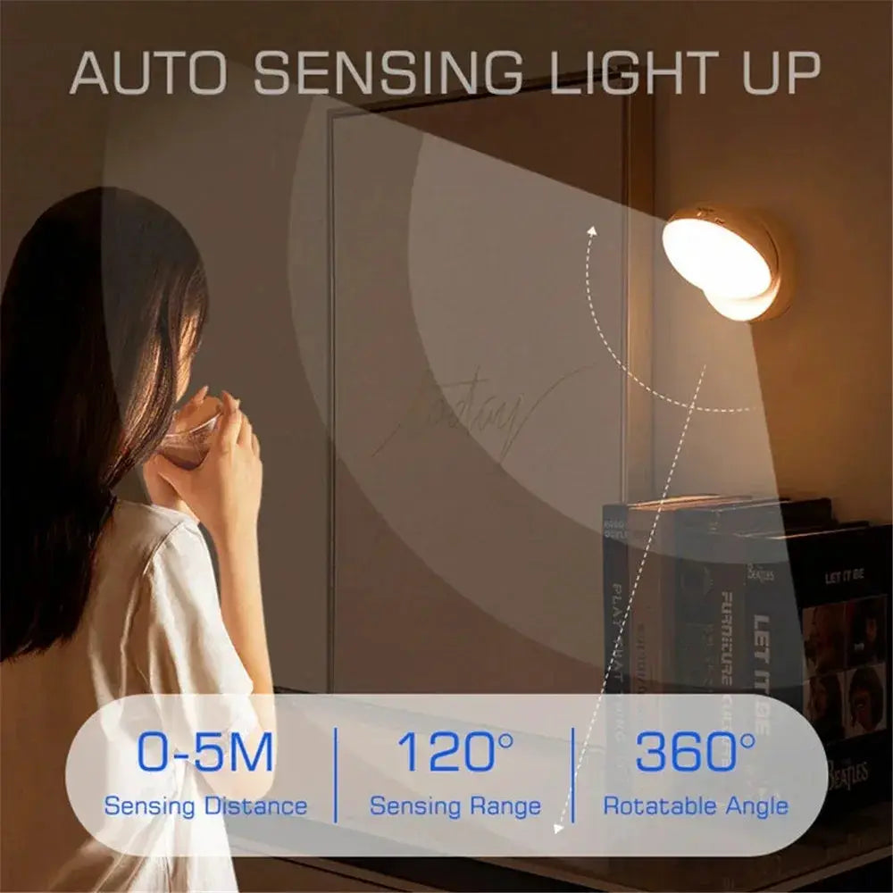 Night Light USB Motion Sensor Charging Round Energy-saving Led Lamp Bedroom Light Corridor Home Bathroom wall lights night light from PriceLows™