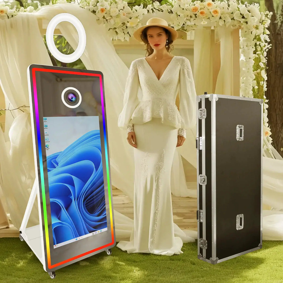 Magic Mirror Photo Booth | 65 Inch Frame | 43 Inch Touchscreen | LED Lighting