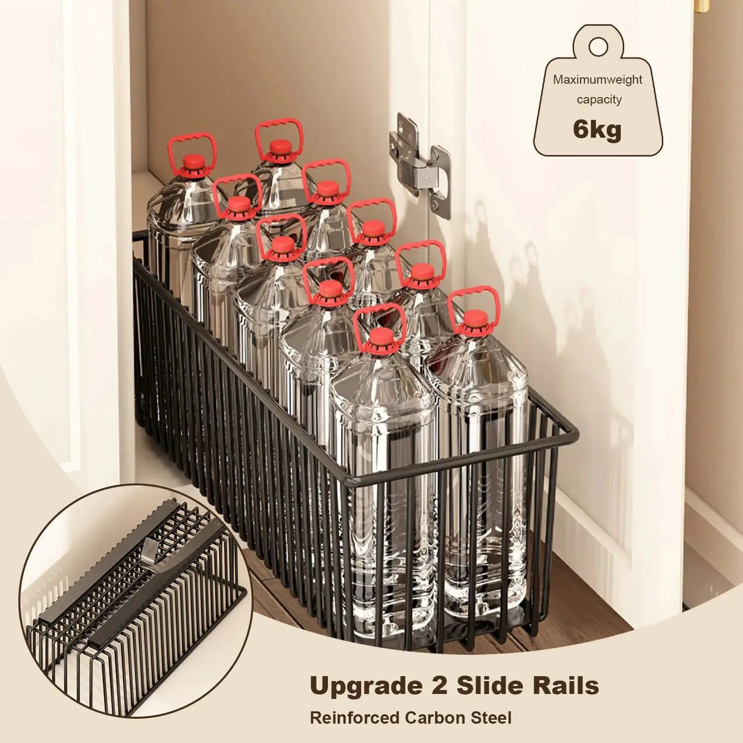 Pull Out Cabinet Organizer, 2 Pack Slide Out Drawers Pantry Shelves Under Sink Clutter Organizer, Storage for Kitchen Bathroom from PriceLows™