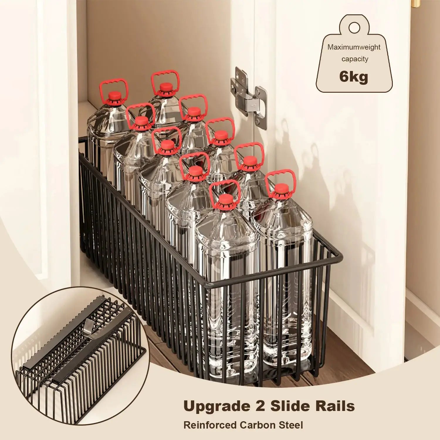 Pull Out Cabinet Organizer, 2 Pack Slide Out Drawers Pantry Shelves Under Sink Clutter Organizer, Storage for Kitchen Bathroom from PriceLows™