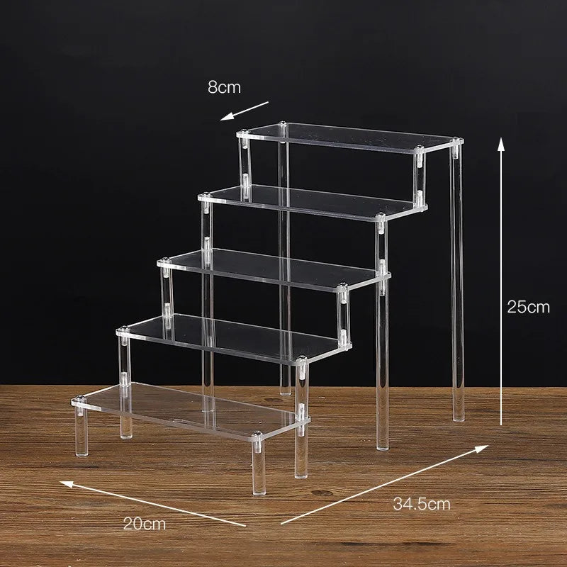 1-5 Tier Acrylic Display Stand Clear Display Riser Rack for Cupcake Perfume Doll Décor Organizer Amiibo Funko POP Figures DC05 from PriceLows™