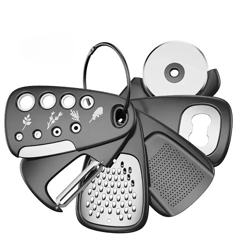6 Pieces Kitchen Gadgets Set Space Saving Cooking Tools Cheese Grater Bottle Opener Vegetable Peeler Pizza Cutter Garlic Grinder from PriceLows™