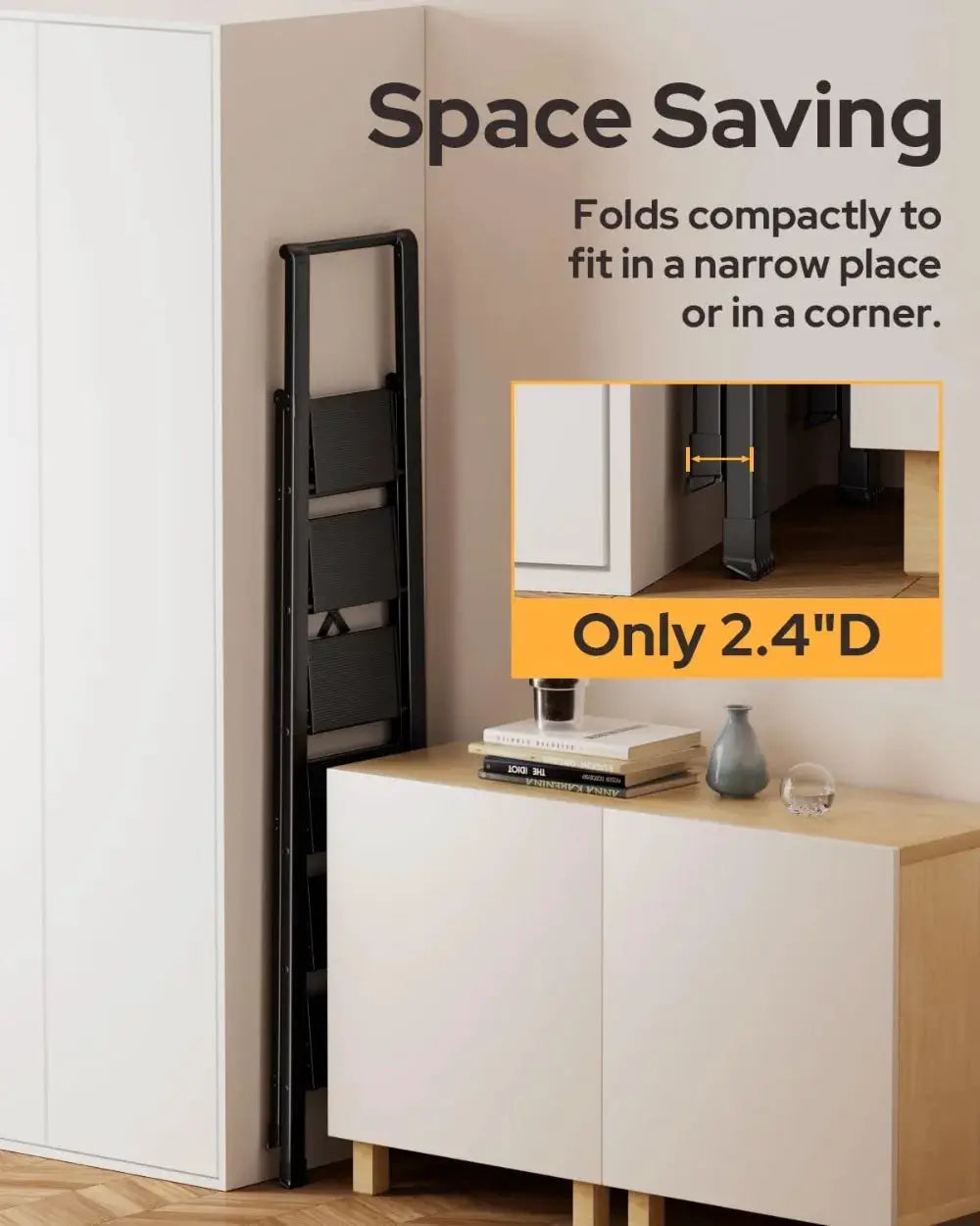 6 Step Ladder for 12 Ft High Ceilings, Lightweight Aluminum Folding Step Stool with Handgrip, Anti-Slip Wide Pedal, Space Saving for Home from PriceLows™