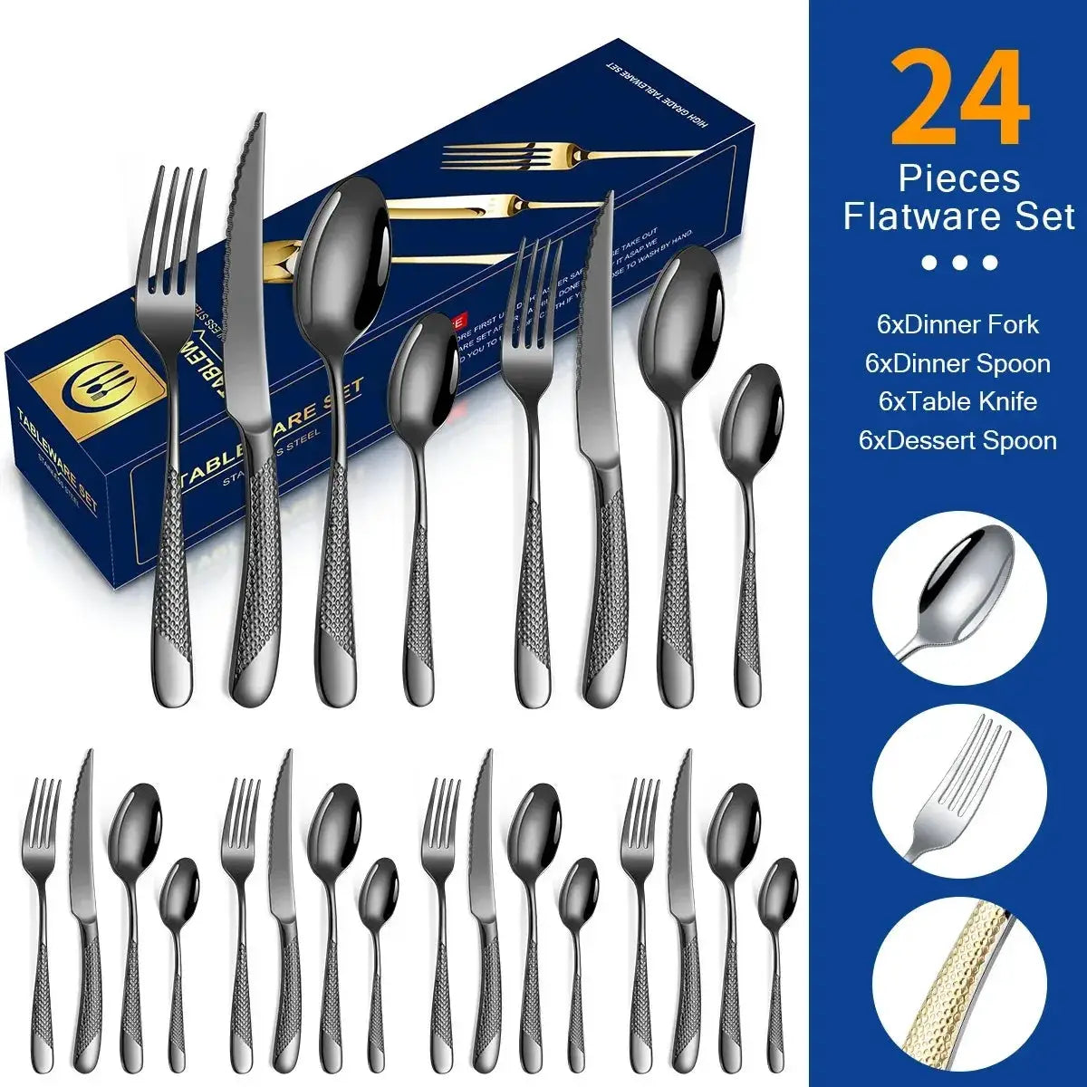 Kitchen Cutlery Sets Stainless Flatware Mirror Polished Design for Parties Birthdays Weddings Can give to Friends and Relatives from PriceLows™