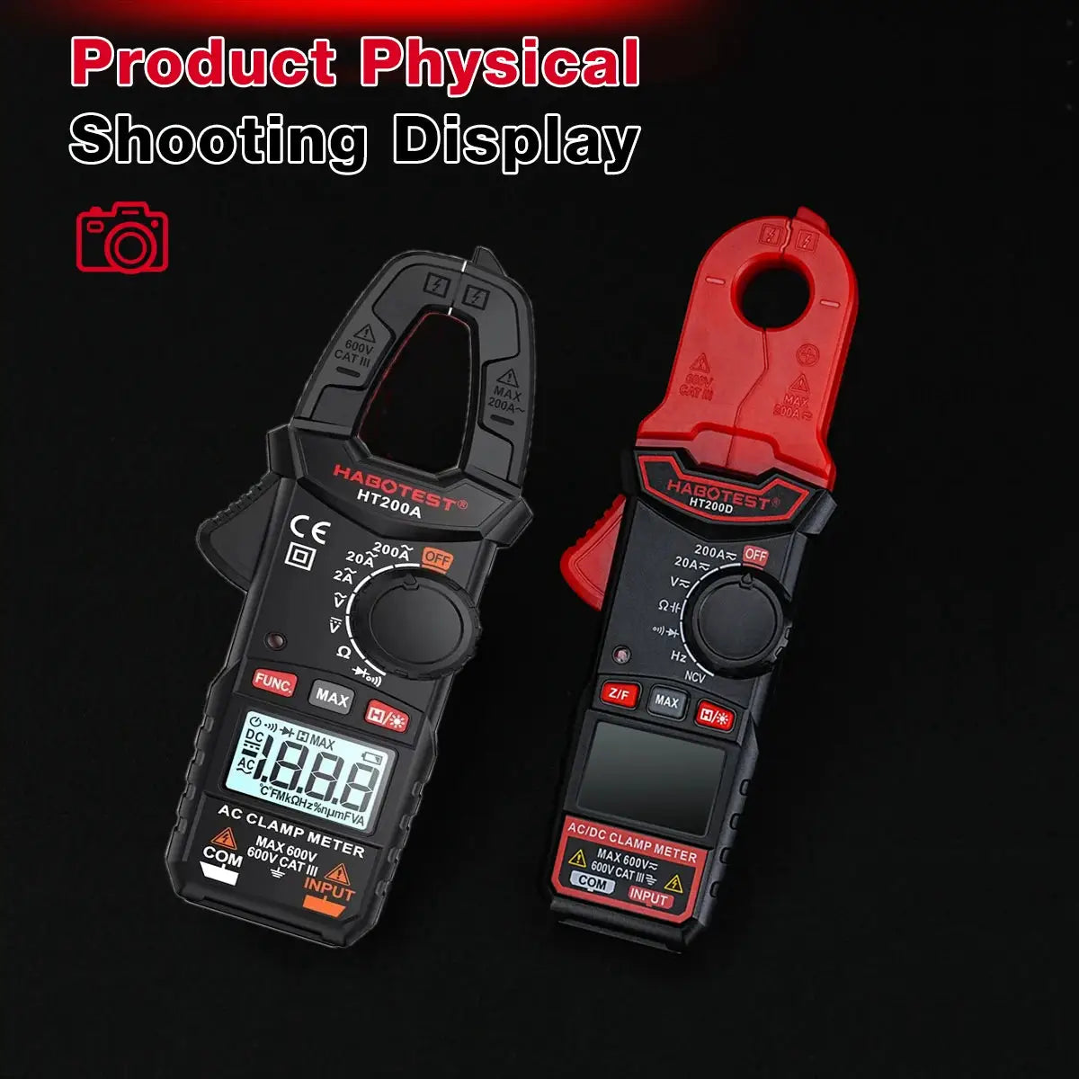 HABOTEST HT200A/D Digital True RMS Multimeter AC/DC 200A Clamp Tester Capacitance Measurement 20MHz Frequency CE RoHS Certified from PriceLows™