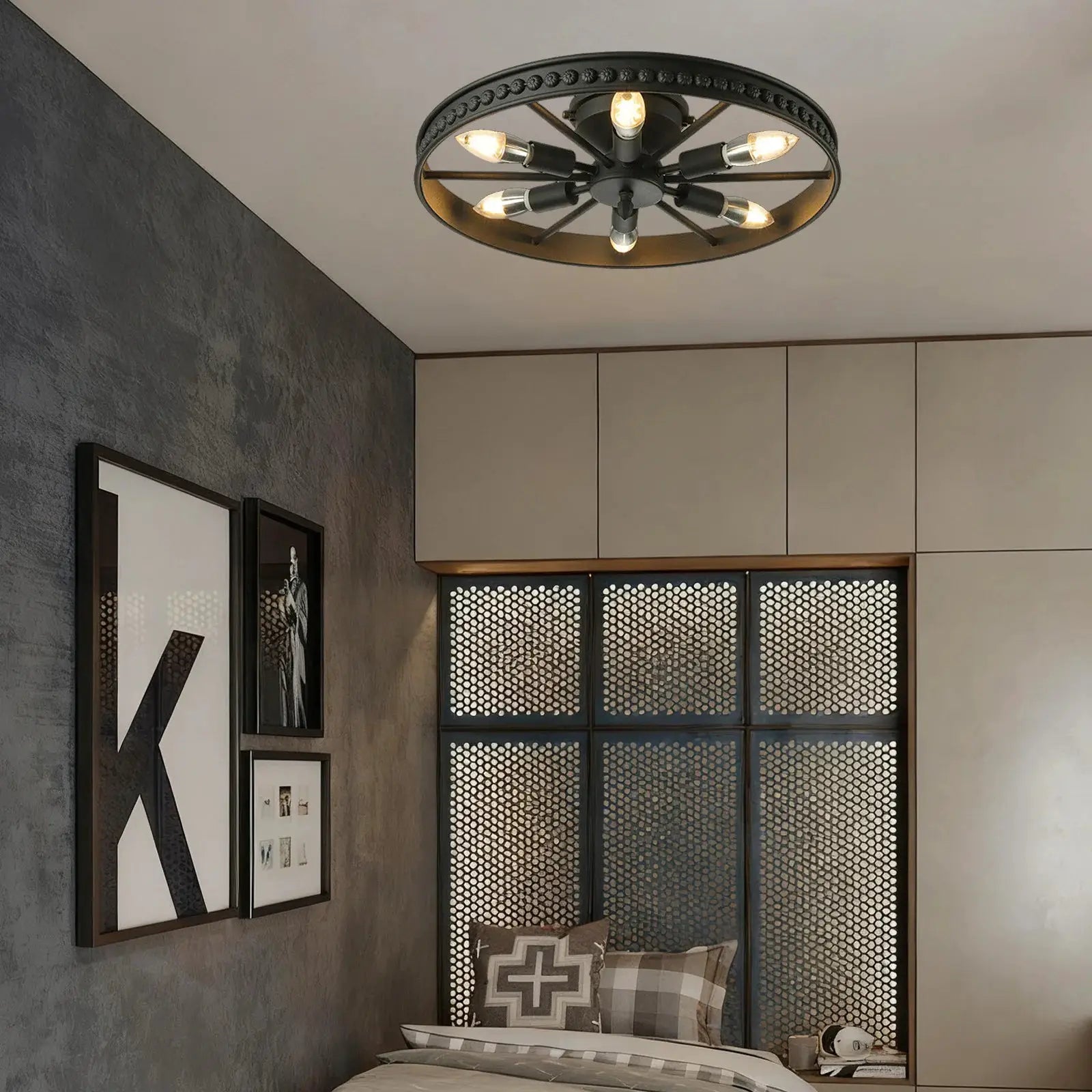 110V Industrial Round Ceiling Light, Ceiling Lights for Residential and Commercial Lighting Bedroom, Kitchen, Bathroom from PriceLows™