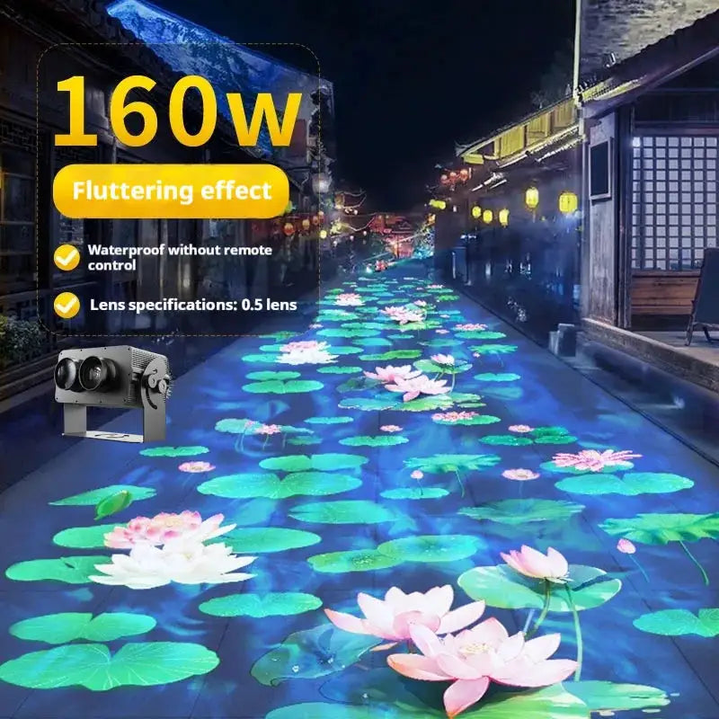 LED 3D Projection Lamp | Aluminum Housing | Water Ripple Pattern