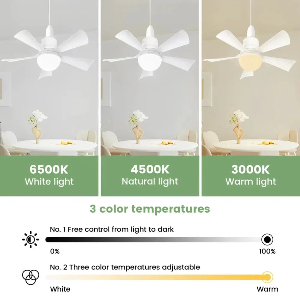 Ceiling Fan Light | Remote Control | E27 Socket | Bulbs Included