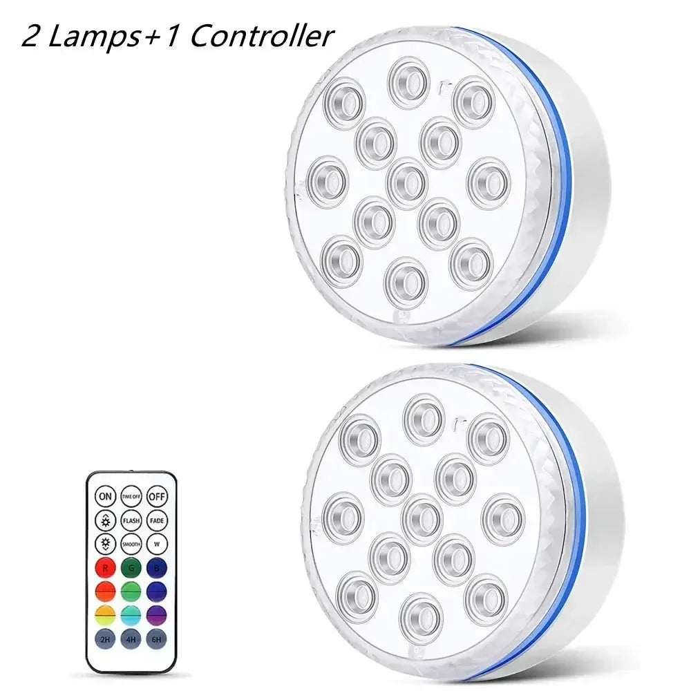 Updated Submersible 13LED Underwater Light with Remote Control Underwater Pool Light IP68 Bright Lamp RGB for Pond/Pool/Aquarium from PriceLows™