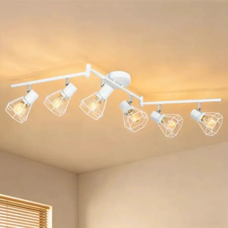 6-Light Track Lighting Directional Ceiling Track Light Fixture White Farmhouse Spotlight Indoor for Kitchen Bedroom Living Room from PriceLows™