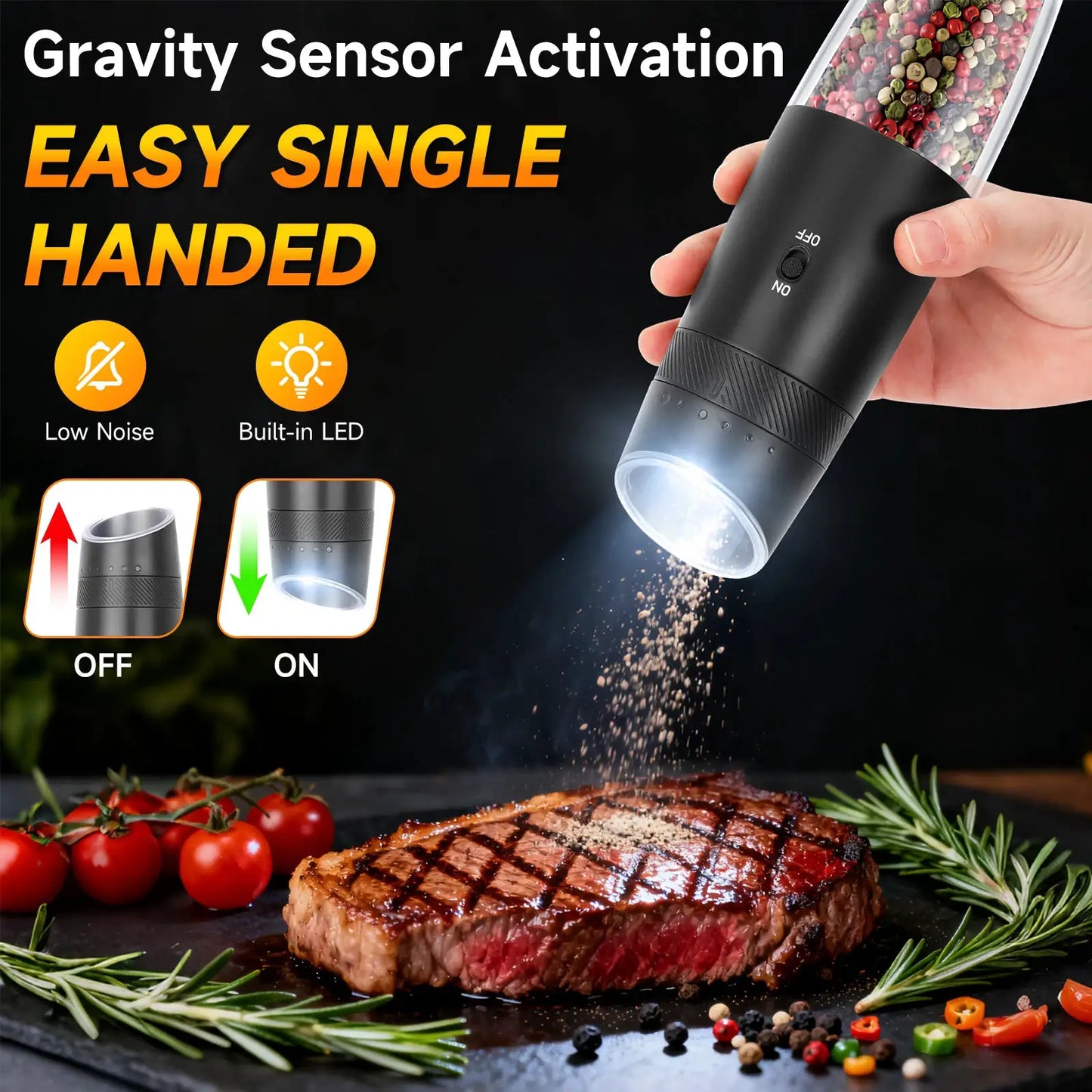 Electric Salt And Pepper Grinder Set | Battery Powered | Adjustable Coarseness
