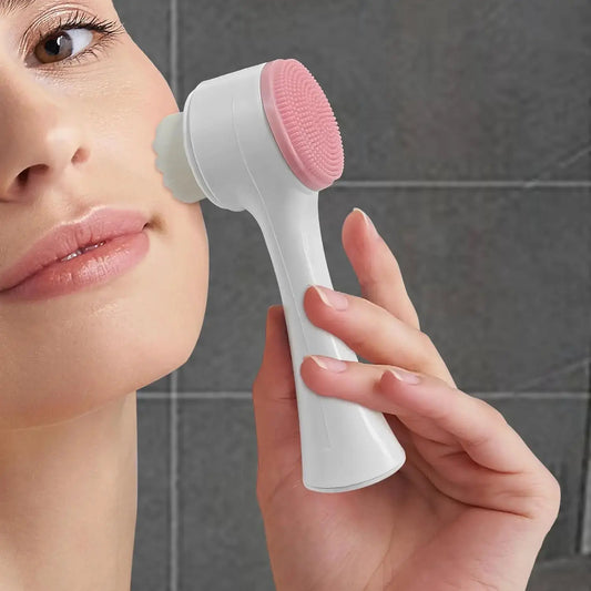 Facial Cleansing Brush | 2-in-1 Silicone And Bristle | Pore Cleanse And Massage