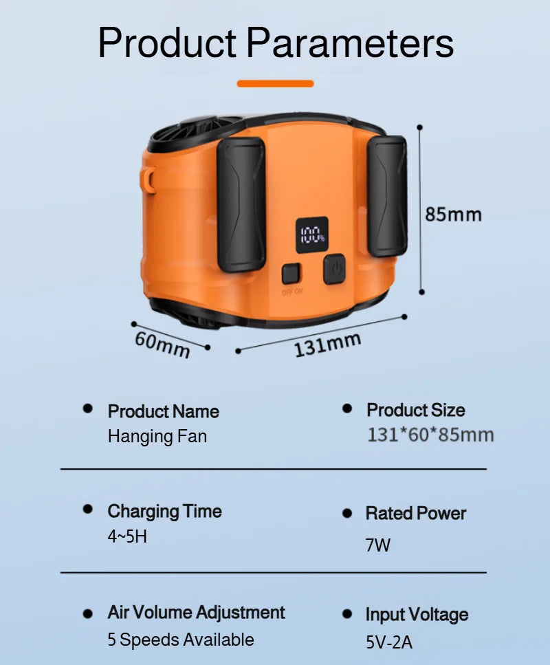 Portable Neck Fan | Dual Air Vents | Under 20W Power | One Size