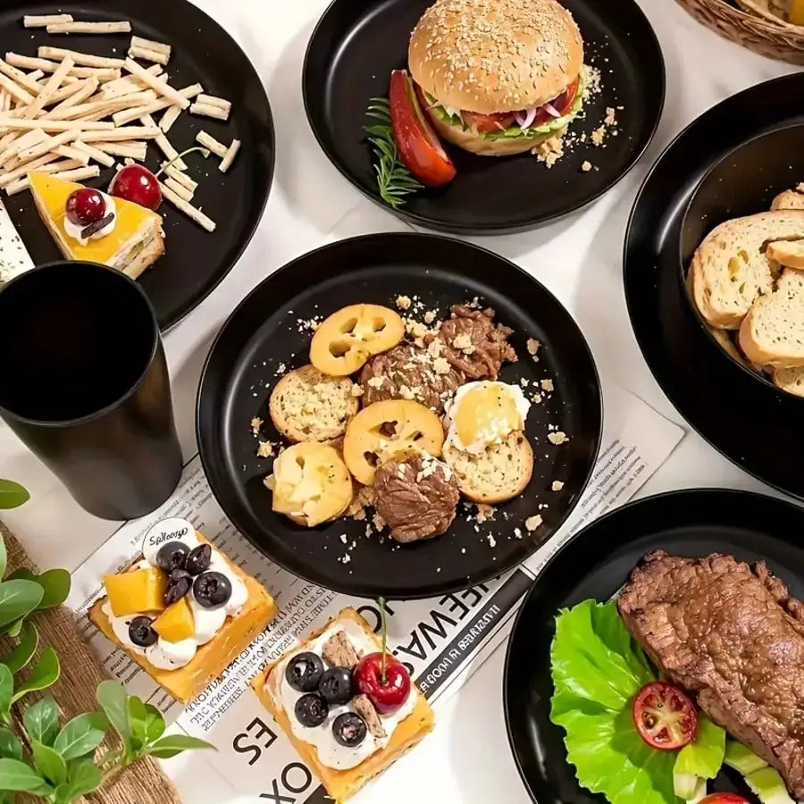 Wheat Straw Dinnerware Set | 32 Piece | Black Color | Serves 8