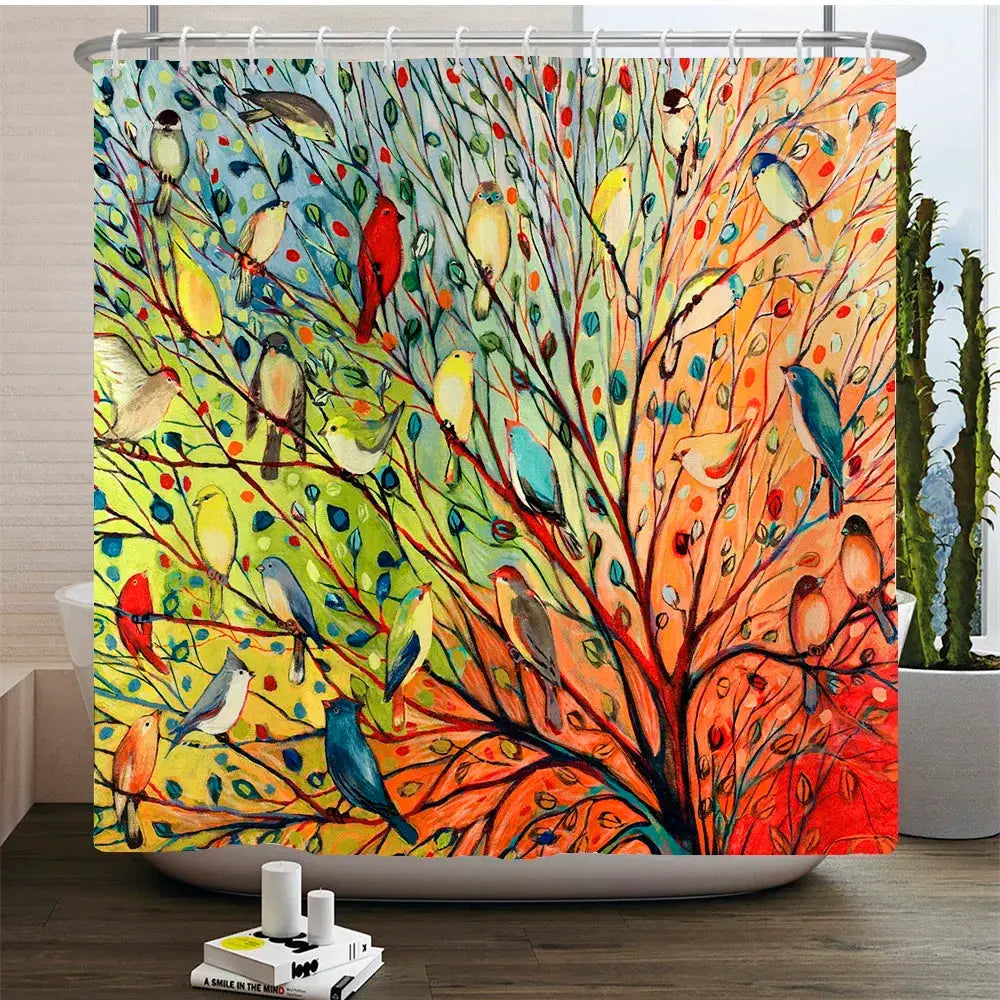 Chinese Style Flower and Birds Tree Shower Curtains Bath Curtain Waterproof Bathroom Decor With Hooks 3d Printing Bath Curtain from PriceLows™
