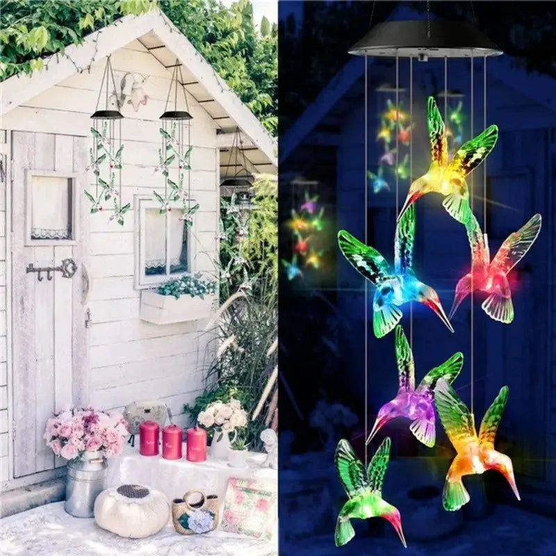 LED Solar Wind Chime Crystal Ball Hummingbird Wind Chime Light Color Changing Waterproof Hanging Solar Light For Home Garden from PriceLows™