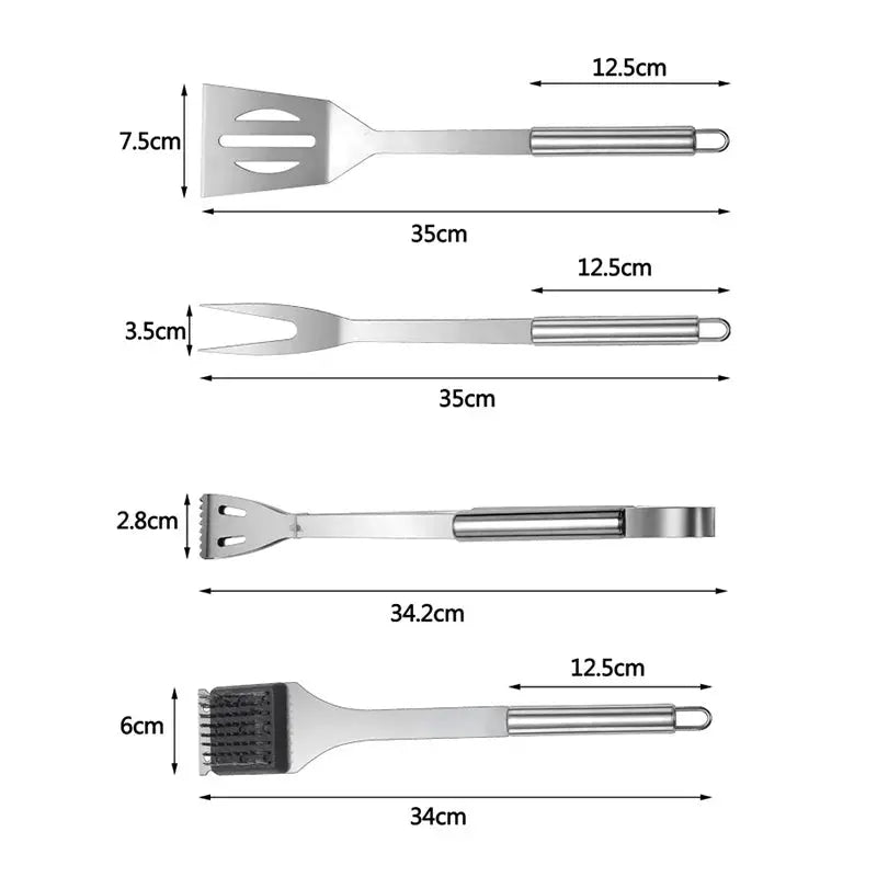BBQ Grill Utensil Set | Stainless Steel | Portable | Case Included