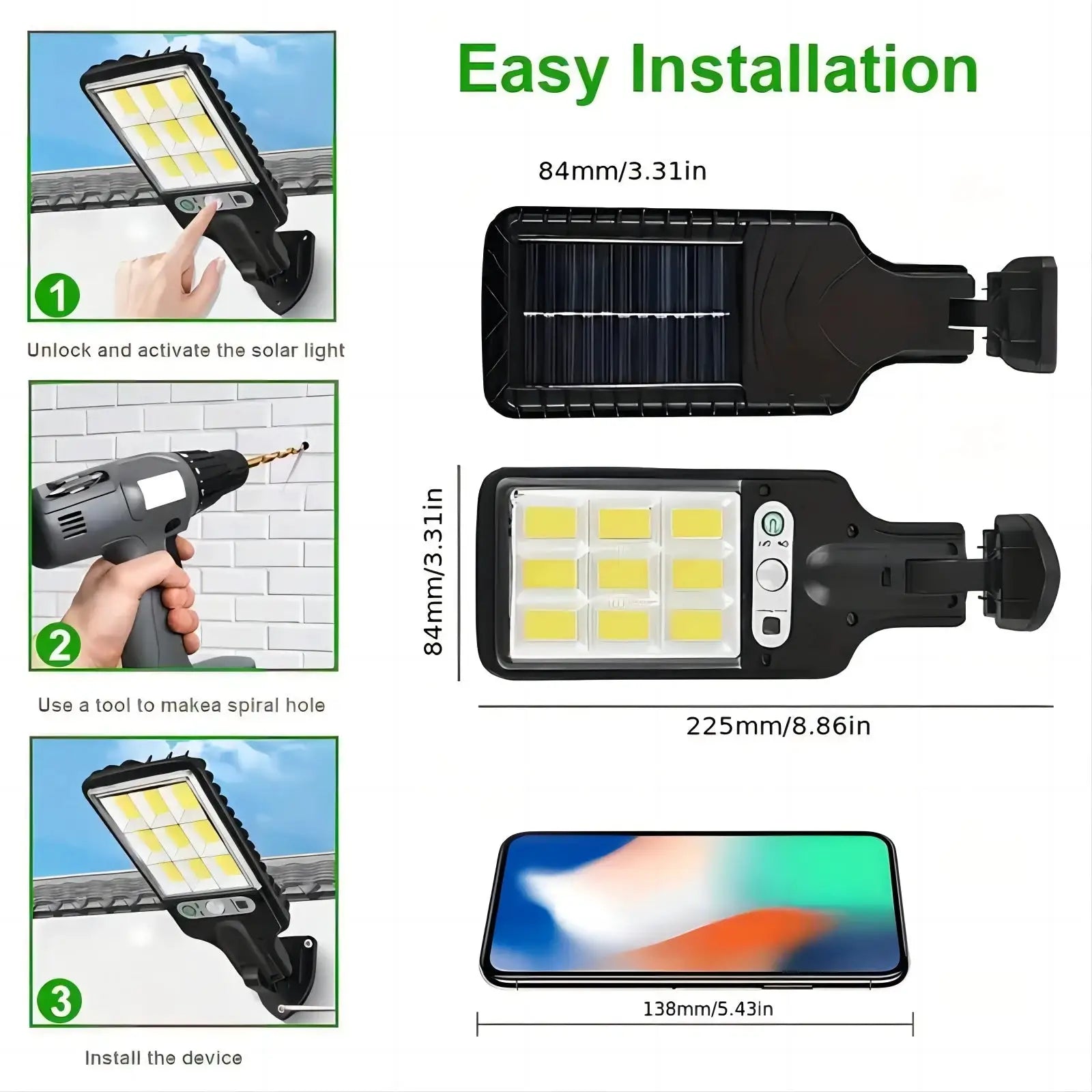 1/2/4Pack Solar Street Lights, 108 COB LED Outdoor Wall Lights with Remote Control and Motion Sensor, Adjustable 3 Modes 1000mah from PriceLows™