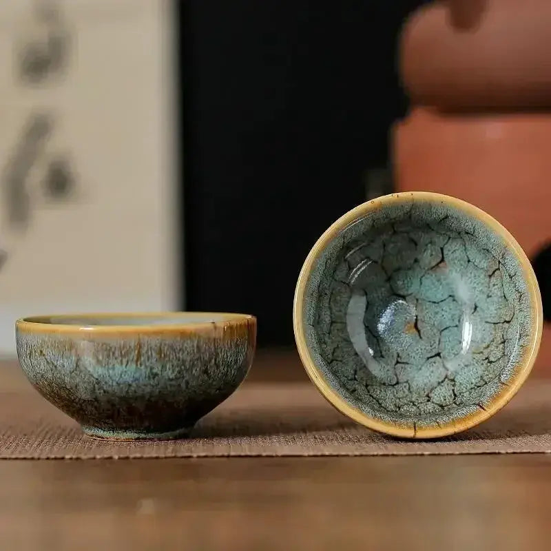 1pc Multicolor Kiln Fambe Porcelain Tea Cup Large Kung Fu Temmoku Glaze Ceramics Japanese Master Teacup Retro Single Tea Cups from PriceLows™