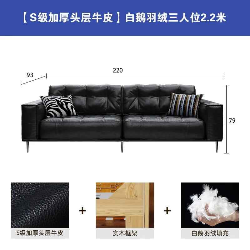 Leather Sofa | Oil Wax Finish | Top Grain Cowhide | Small Living Room