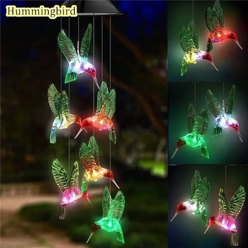 LED Solar Wind Chime Crystal Ball Hummingbird Wind Chime Light Color Changing Waterproof Hanging Solar Light For Home Garden from PriceLows™