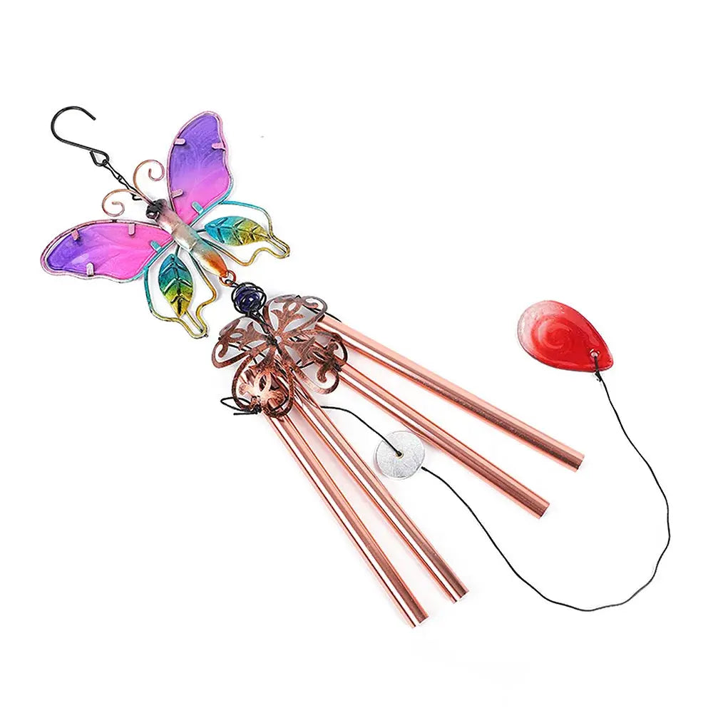 Wind Chime Hummingbirds Dragonflies Metal Glass Painted Crafts Hanging Pendants Bell Aluminum Pipe Home Courtyard Hanging Decors from PriceLows™