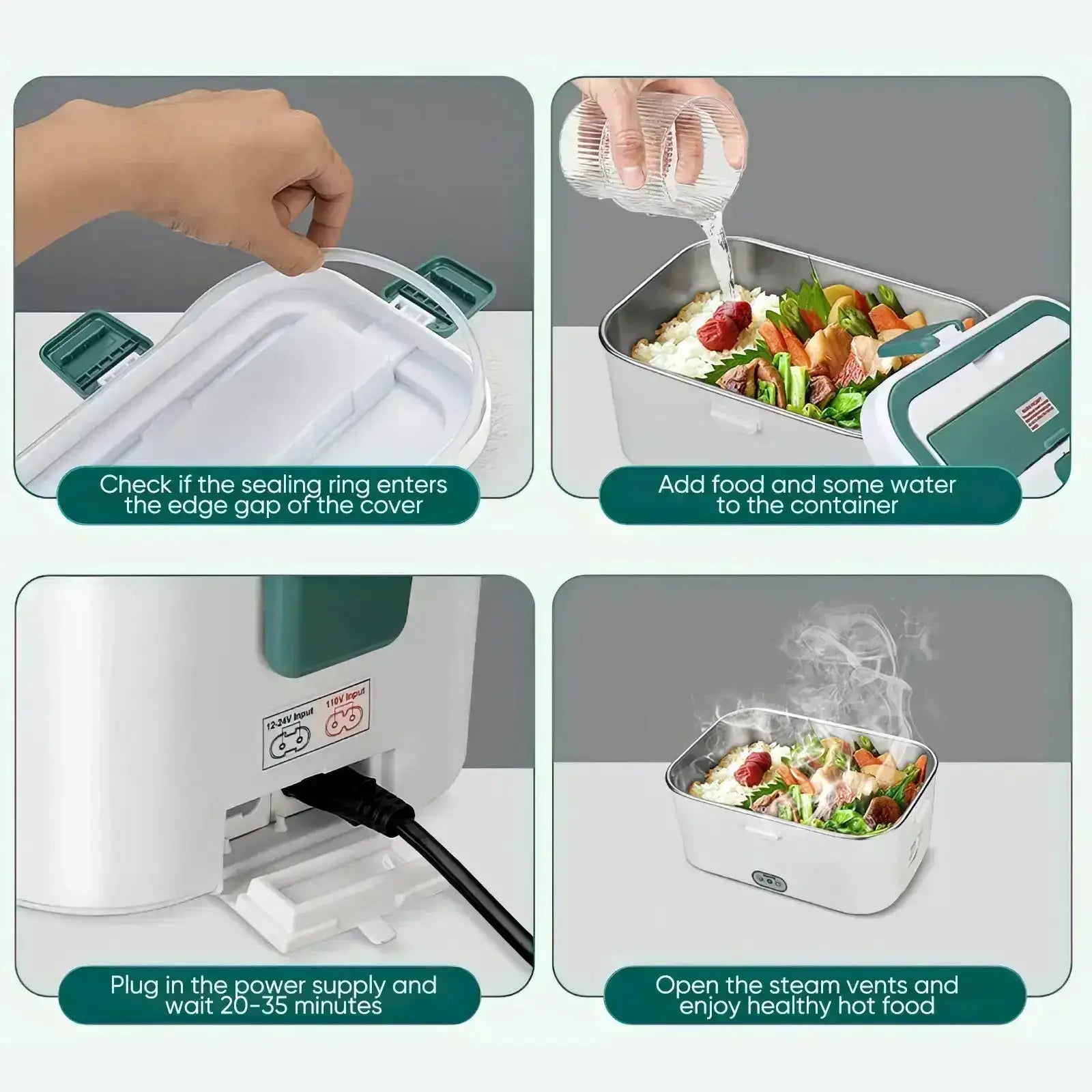 Electric Lunch Box Food Warmer 1.8 L 80W Camping Bento Picnic Portable Food Heater Car/Truck/Home in-car Electric Lunch Box from PriceLows™