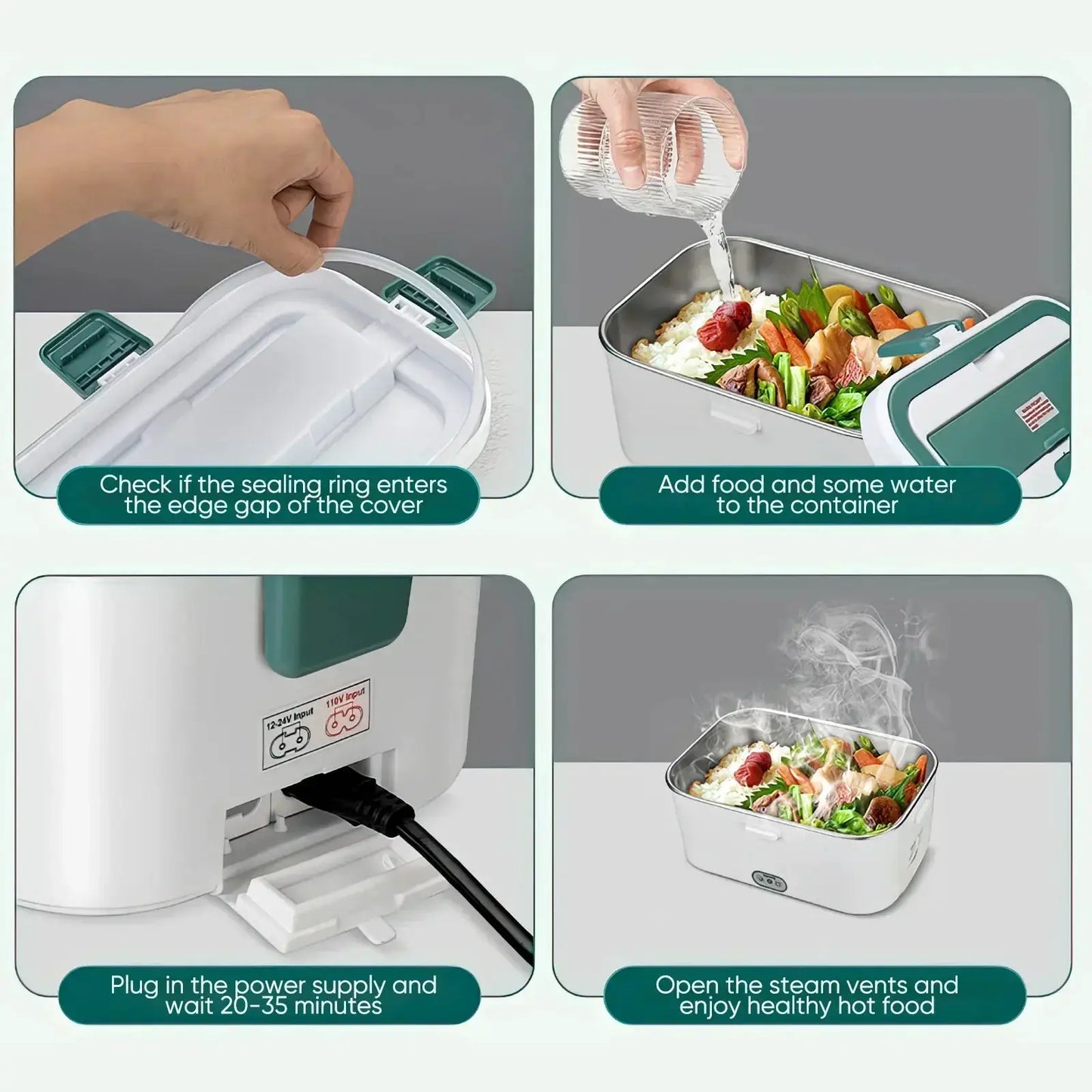 Electric Lunch Box Food Warmer 1.8 L 80W Camping Bento Picnic Portable Food Heater Car/Truck/Home in-car Electric Lunch Box from PriceLows™