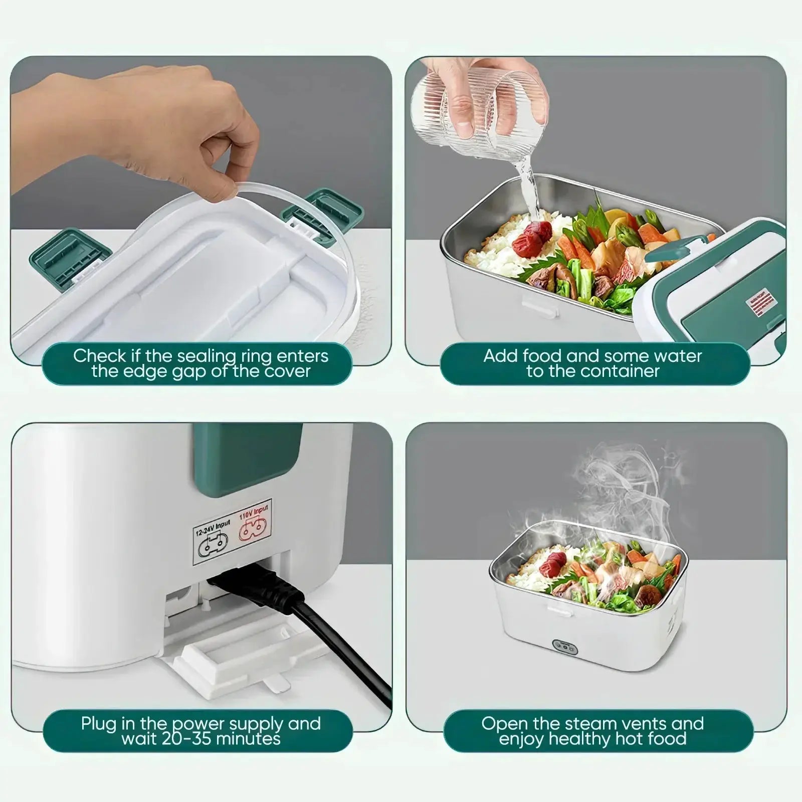 Electric Lunch Box Food Warmer 1.8 L 80W Camping Bento Picnic Portable Food Heater Car/Truck/Home in-car Electric Lunch Box from PriceLows™