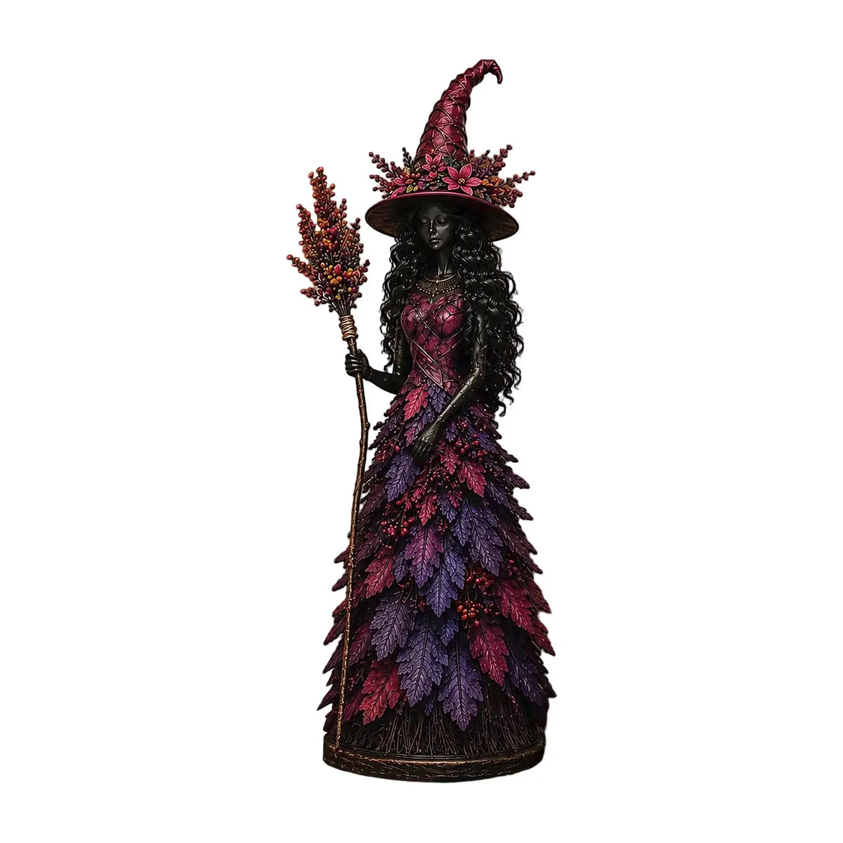 Witch Figurine | 15CM Resin | Halloween Decor | Berry Staff