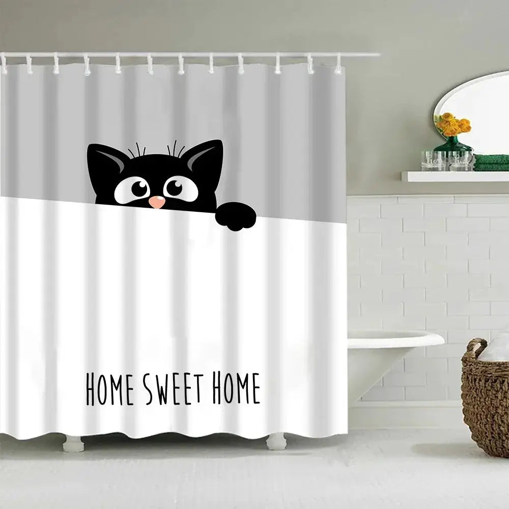 Puppy Cat Cute Cartoon Shower Curtains Washable Fabric Polyester For Bathtub Art Bathroom Decor Partition With Hooks Waterproof from PriceLows™