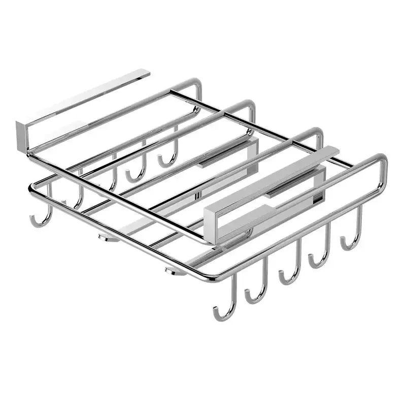 Stainless Steel Hanging Kitchen Storage Rack with Hooks Utensils Holder Shelf from PriceLows™
