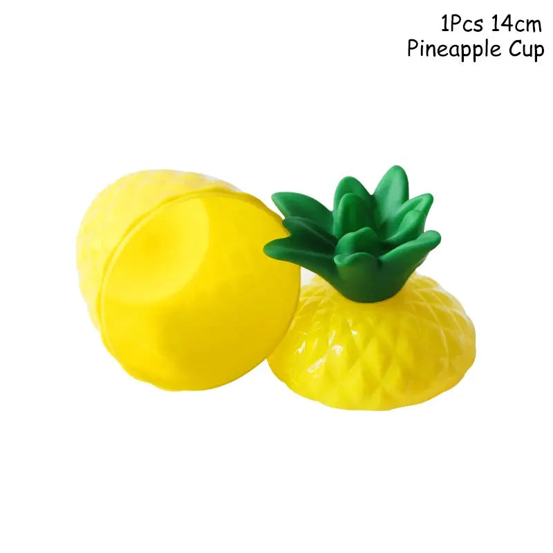 Plastic Drinking Cups | Pineapple & Coconut Design | 6 Pack