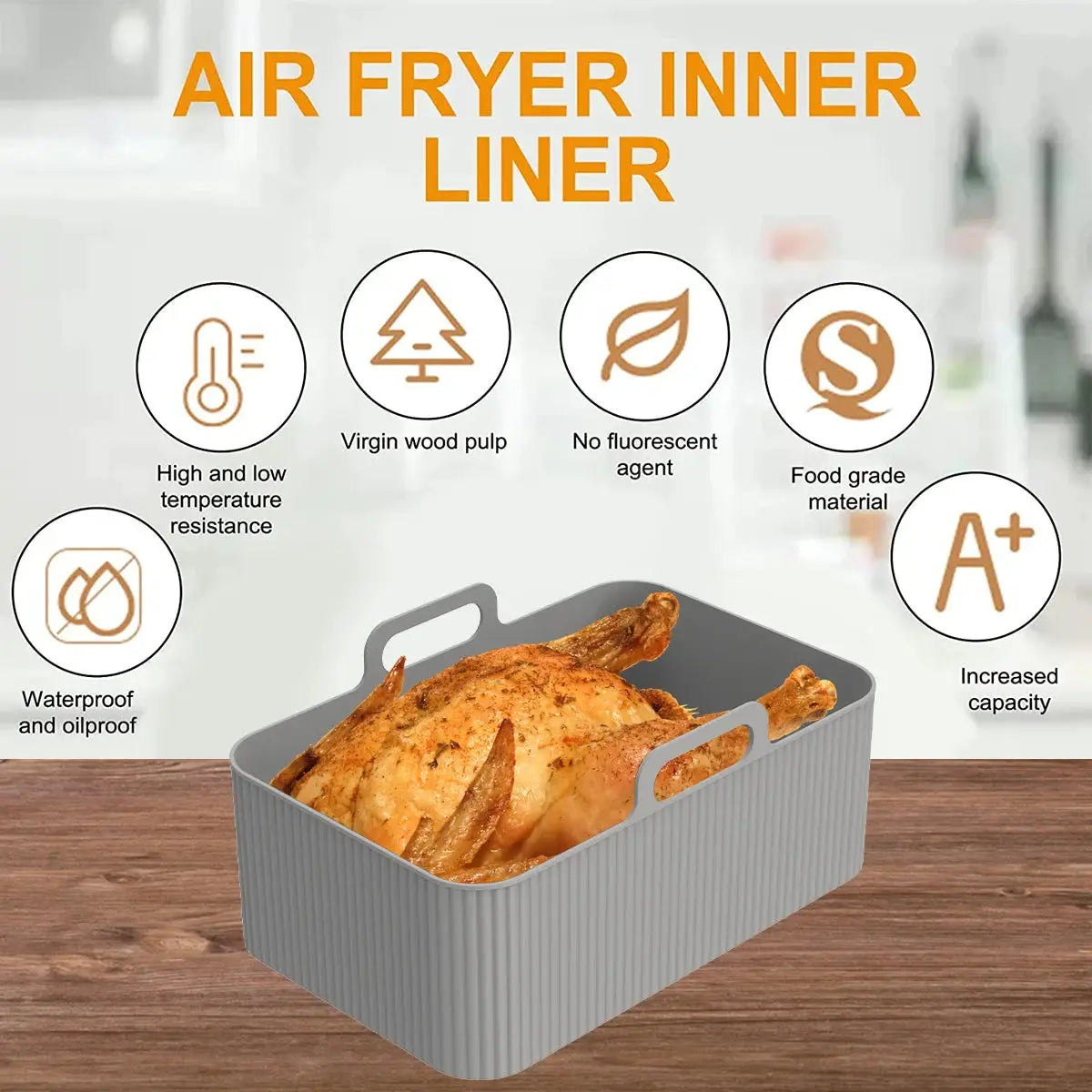 Air Fryer Liner | Silicone Material | Ninja Dual Air Fryer | Gray Black Blue