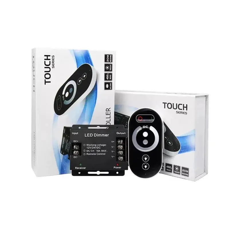RF LED Single Color Strip Light Controller 12V 24V DC 18A 1 Channel PWM Lamp Signal Dimmer Full Touch Wireless Remote Control from PriceLows™