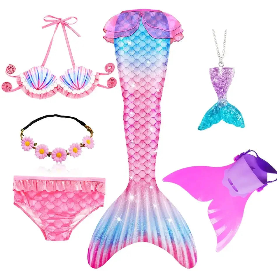 Girls Swimming Mermaid Tail Mermaid Costume Dress Cosplay Christmas Birthday Gift Swimsuit Can Add Monofin Fin Halloween Costume from PriceLows™