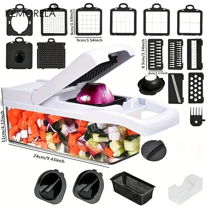 Vegetable Cutter | 22 In 1 Multifunction | Handheld With Container | 15 In 1