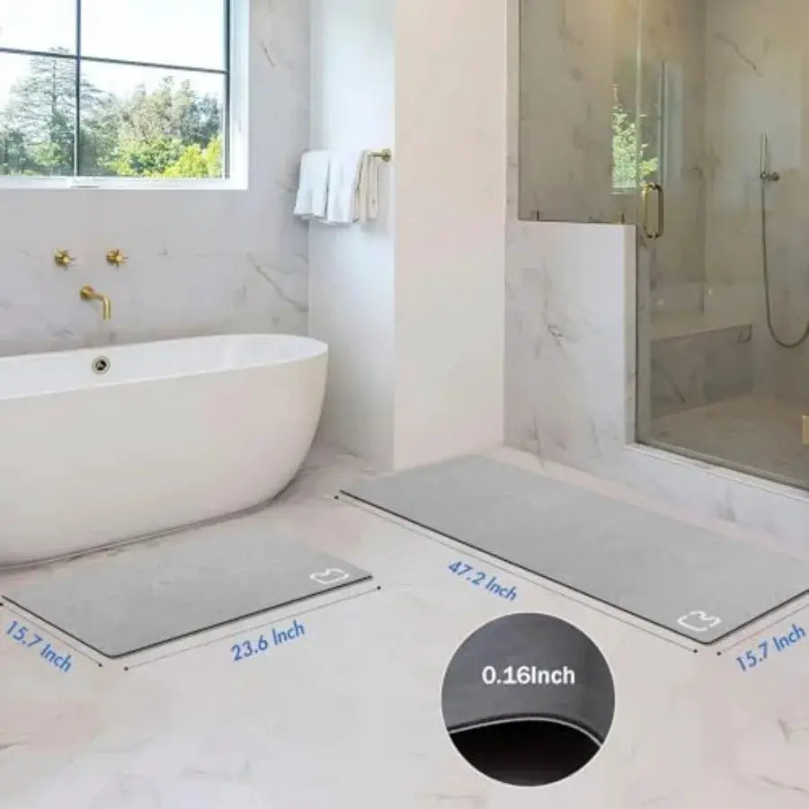 2 Pcs Bathroom Mat Rugs Set - Quick Dry Absorbent Diatomaceous Earth Bath Mat Non-Slip Bathroom Floor Mat with Rubber Backing, from PriceLows™